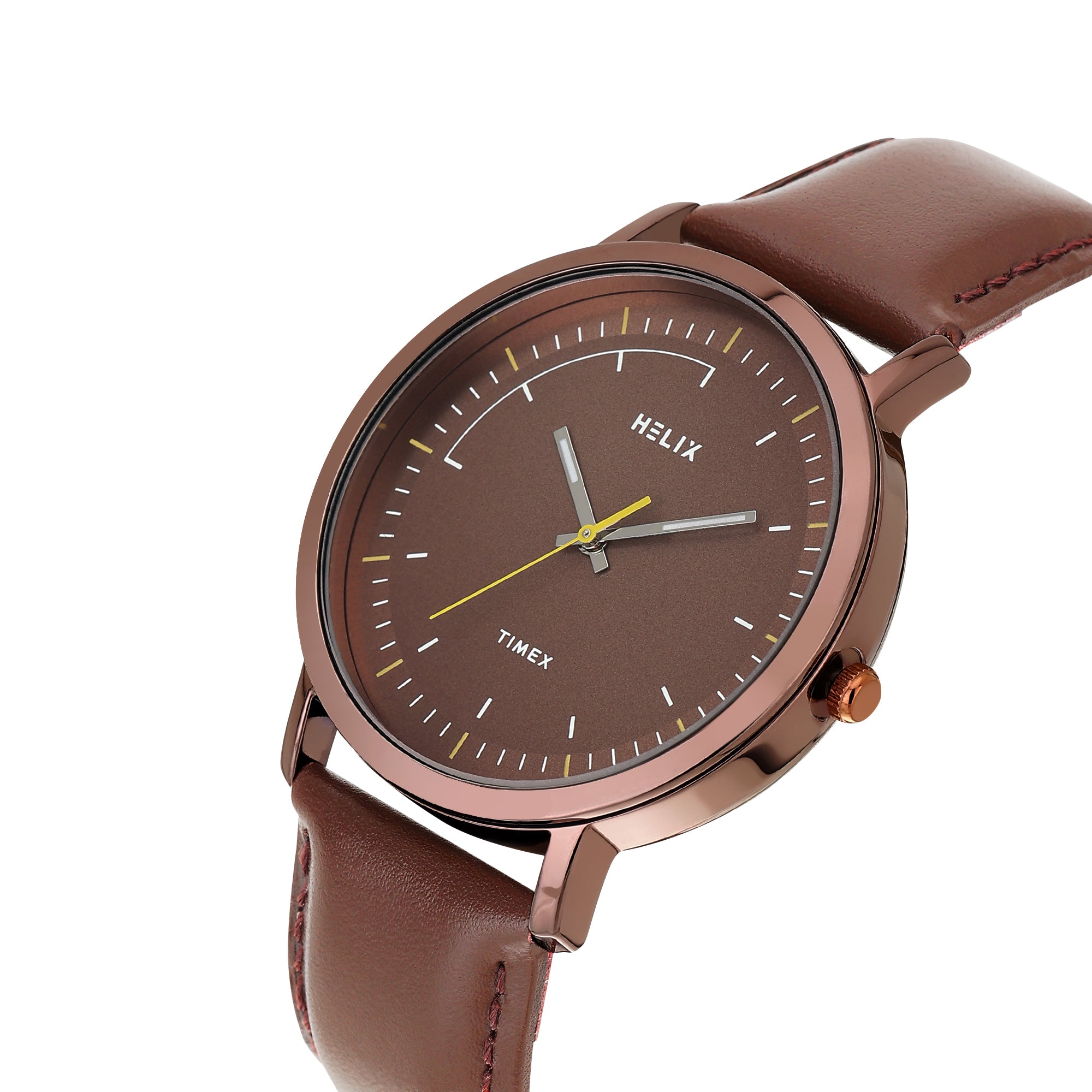 Helix By Timex Round 42mm Brown Dial Analog Men Watch - TW053HG14T
