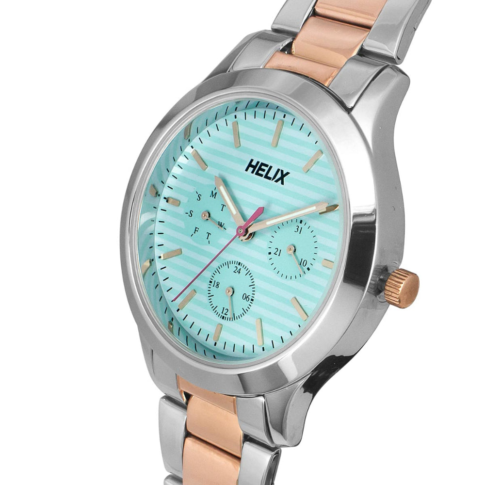 Helix By Timex Blue Round Analog Stainless Steel Watch Women -TW053HL03