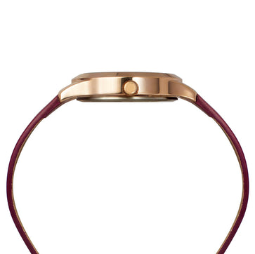 Helix By Timex Maroon Round Analog Leather Watch Women -TW053HL05