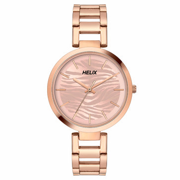 Helix By Timex Rose Gold Round Analog Stainless Steel Watch Women -TW054HL01