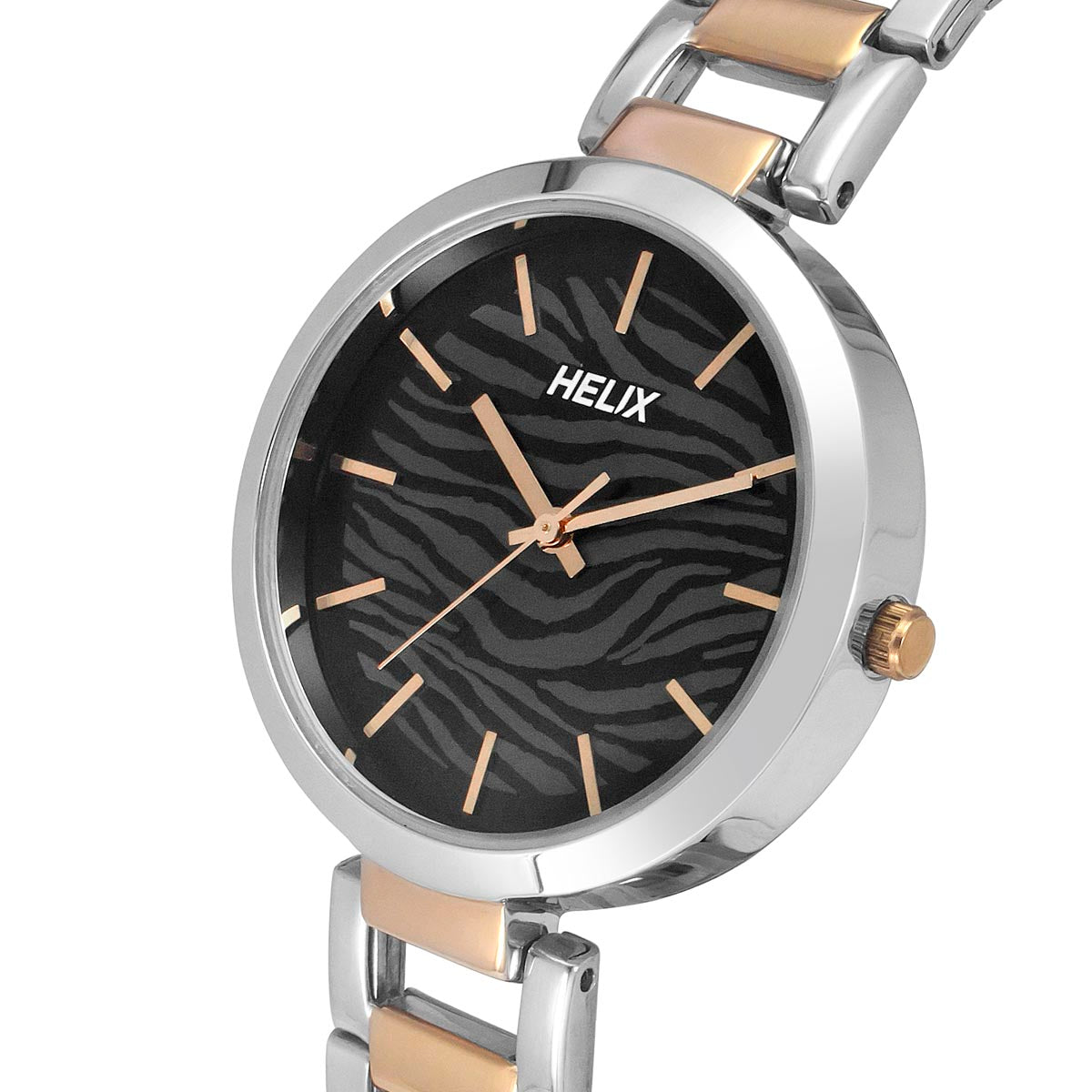 Helix By Timex Black Round Analog Stainless Steel Watch Women -TW054HL02