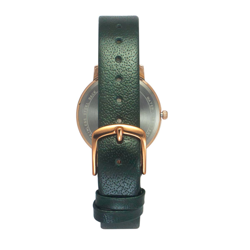 Helix By Timex Green Round Analog Leather Watch Women -TW056HL07T