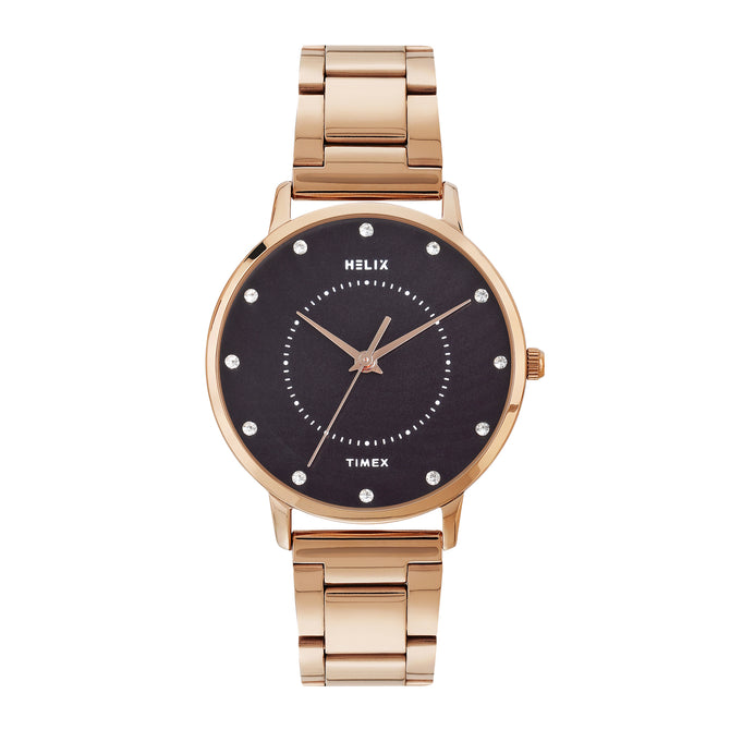 Helix By Timex Round 34mm Black Dial Analog Women Watch - TW056HL09T