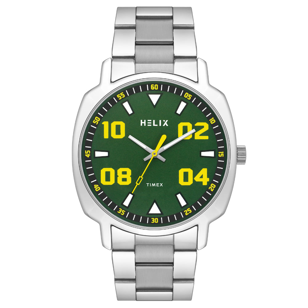 Helix Men Green Square Dial Quartz Analog Watch - TW057HG01