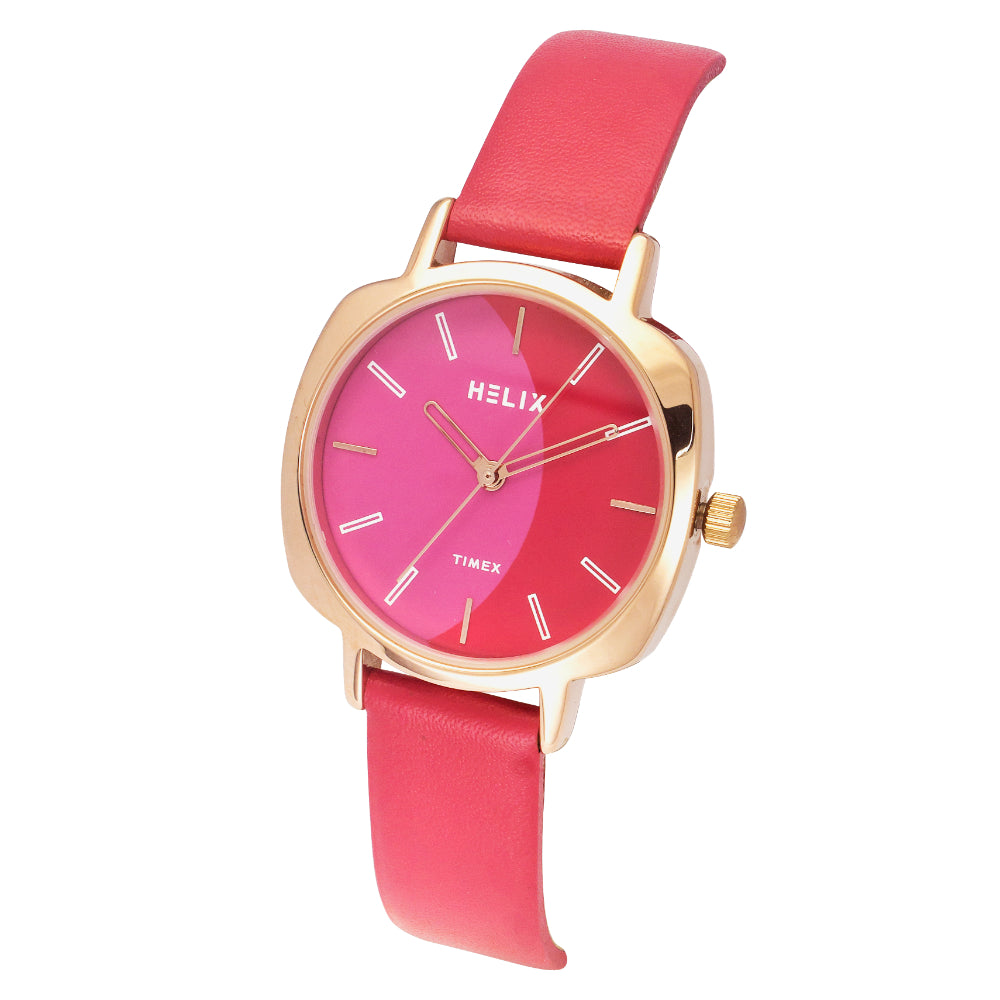 Helix Women Red/Pink Square Dial Quartz Analog Watch - TW057HL01