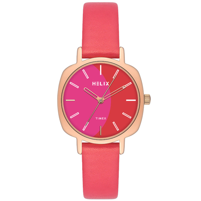 Helix Women Red/Pink Square Dial Quartz Analog Watch - TW057HL01