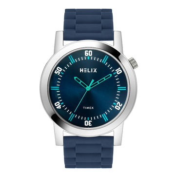 Helix By Timex Blue Round Analog Silicone Watch Men -TW058HG00