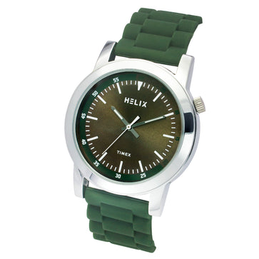 Helix Men Olive Round Dial Quartz Analog Watch - TW058HG01