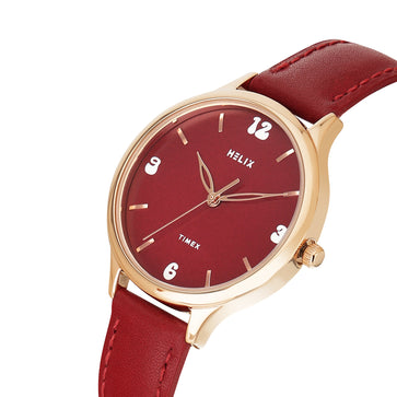 Helix By Timex Round 34mm Red Dial Analog Women Watch - TW060HL07T