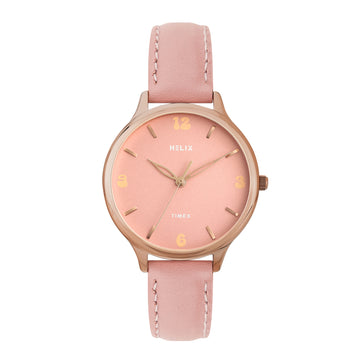 Helix By Timex Round 34mm Brown Dial Analog Women Watch - TW060HL08T