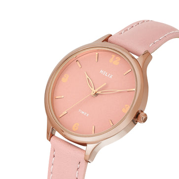 Helix By Timex Round 34mm Brown Dial Analog Women Watch - TW060HL08T