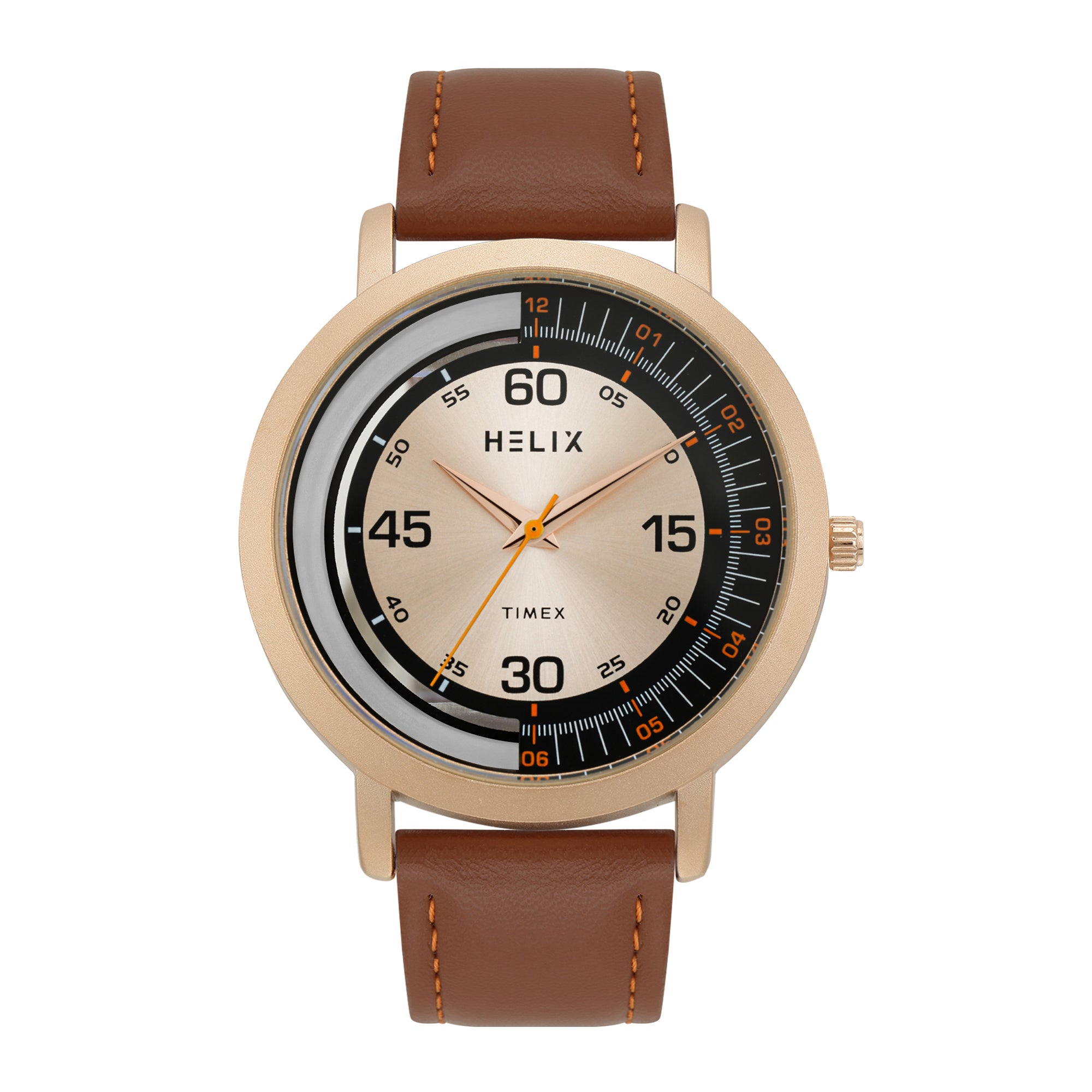 Helix By Timex Round 42mm Rose Gold Dial Analog Men Watch - TW063HG00T