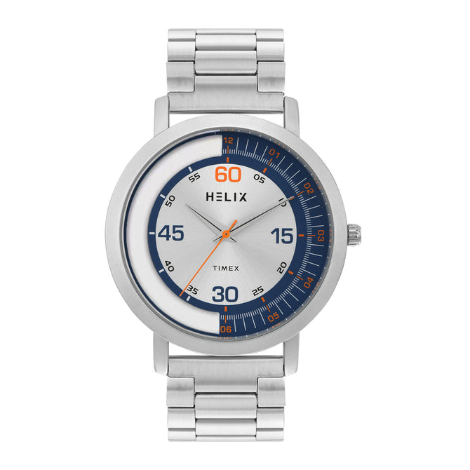 Helix By Timex Round 42mm Silver Dial Analog Men Watch - TW063HG01T