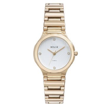 Helix By Timex Round 30mm White Dial Analog Women Watch - TW066HL00T