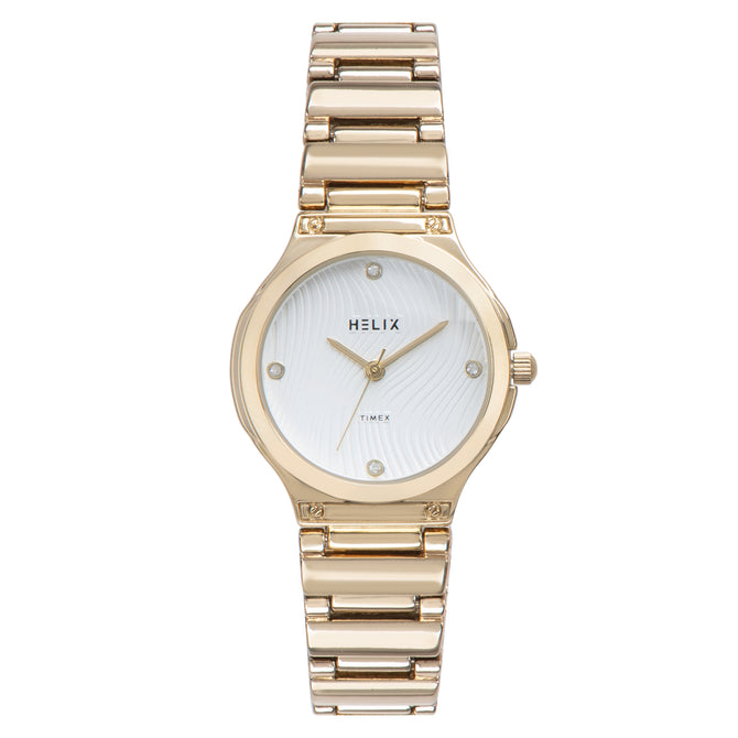 Helix By Timex Round 30mm White Dial Analog Women Watch - TW066HL00T