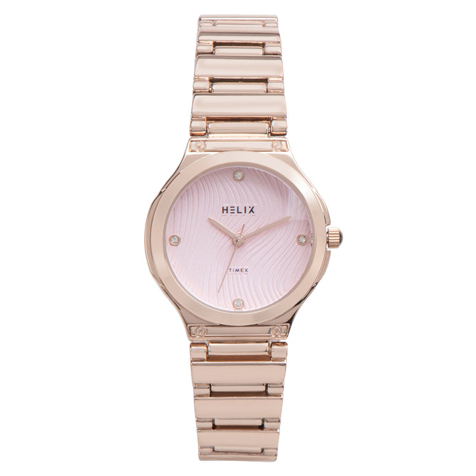 Helix By Timex Round 30mm Pink Dial Analog Women Watch - TW066HL01T