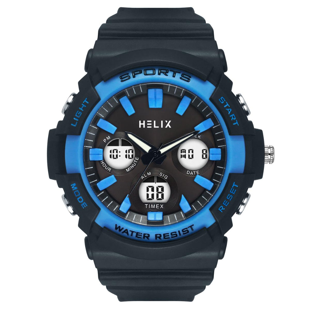 Helix By Timex Grey Round Ana Digi Resin Watch Men -TWESK4502T