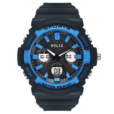 Helix By Timex Grey Round Ana Digi Resin Watch Men -TWESK4502T