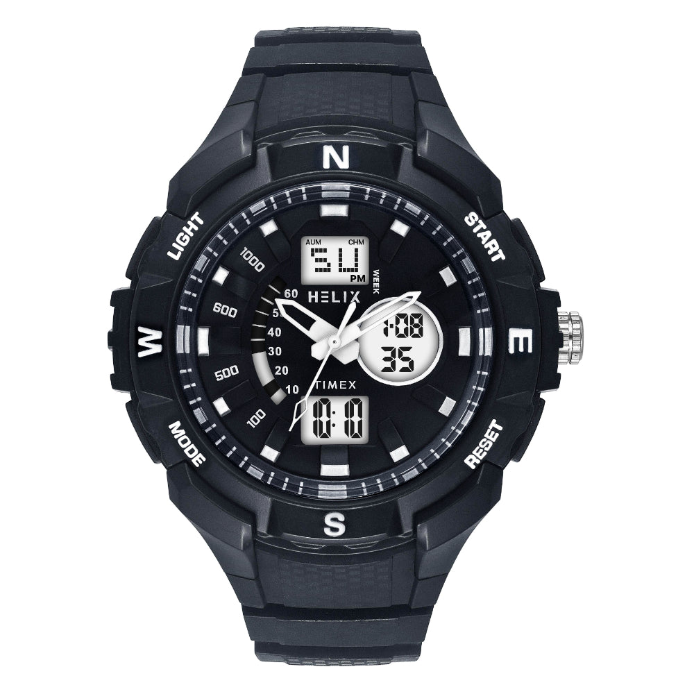 Helix Men Black Round Dial Quartz Analog-Digital Watch - TWESK4600T